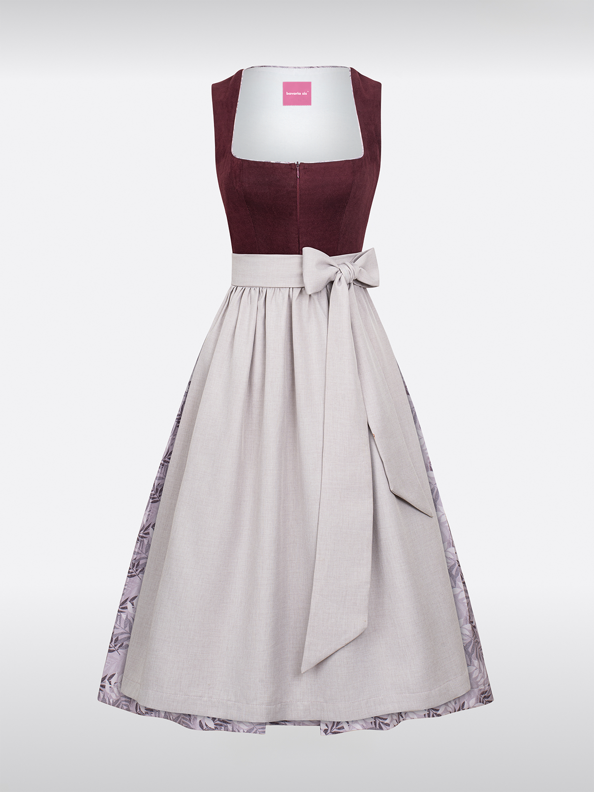 Oplev de specielle funktioner i Dirndl: Længde 70 cm, lang -Syle -Sleeved Blouse og en lige halsudskæring