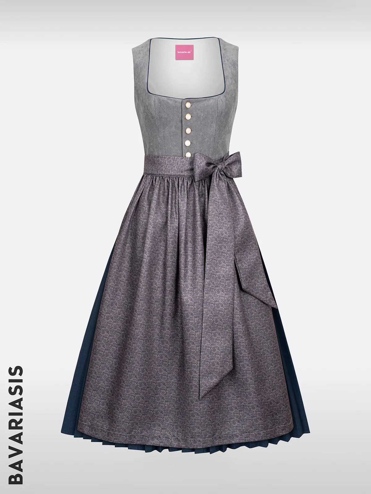 The fascinating dirndls: gray, with zip at the front and made of leather