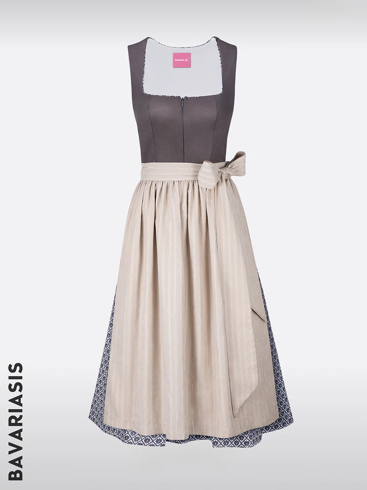 The elegance of traditional costume fashion: gray dirndl, dirndl suede and dirndl gray velvet