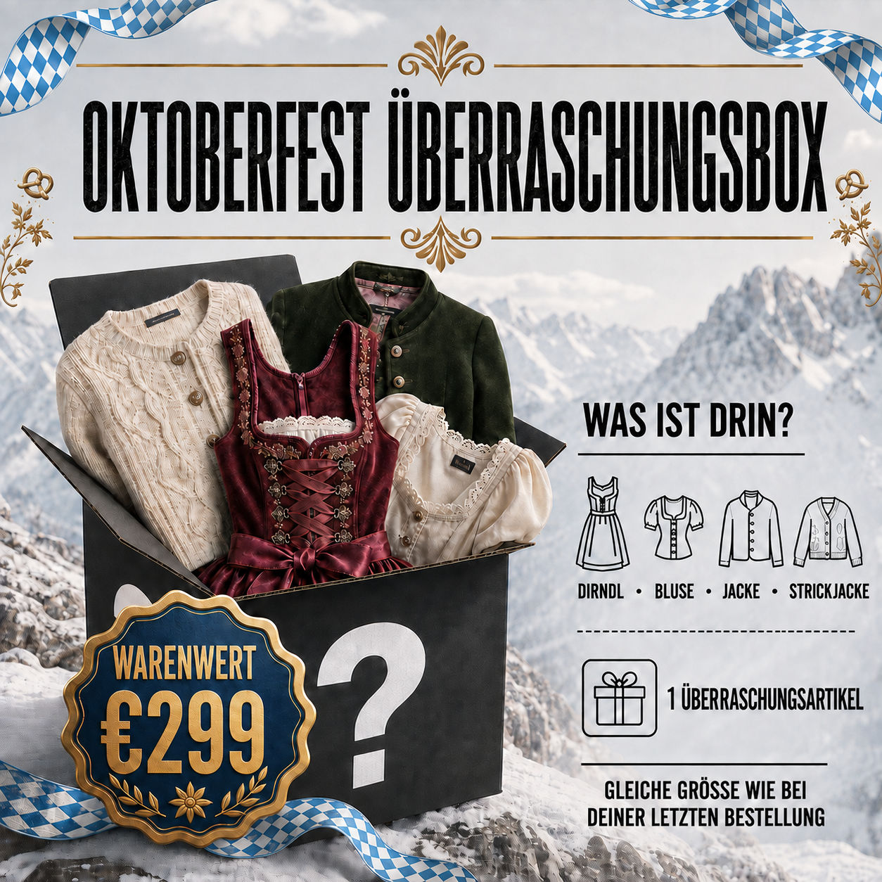 Oktoberfest Überraschungsbox – 1 zufälliger Trachtenartikel