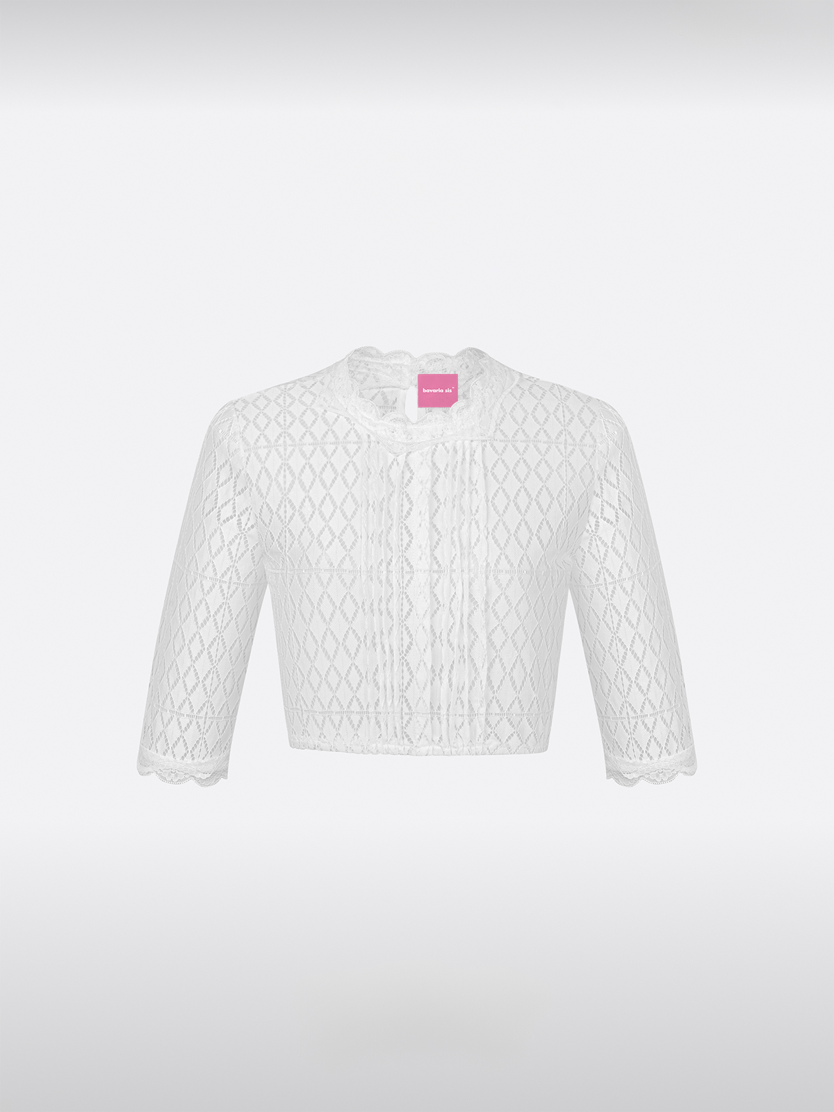 Weiß Halbarm Hochgeschlossen Dirndlbluse