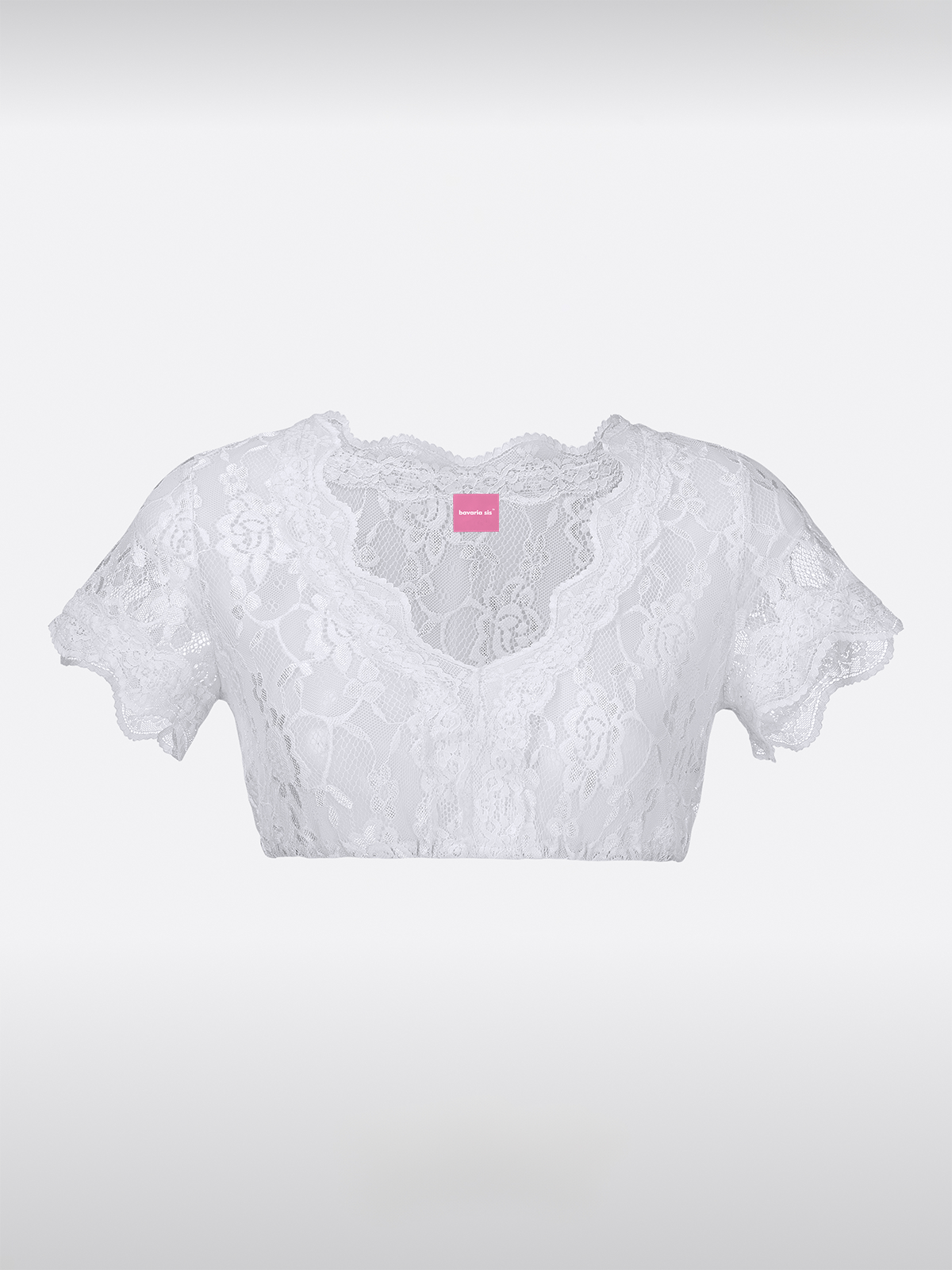 Weiß Damen Dirndlbluse V-Ausschnitt