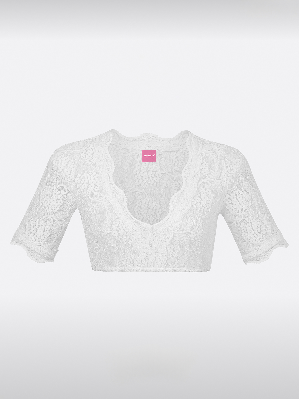 Weiß Halbarm V-Ausschnitt Dirndlbluse