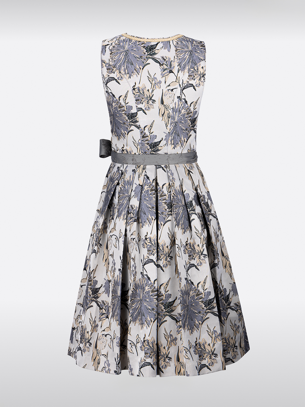 Grau Gerader Ausschnitt Floralem Muster Dirndl