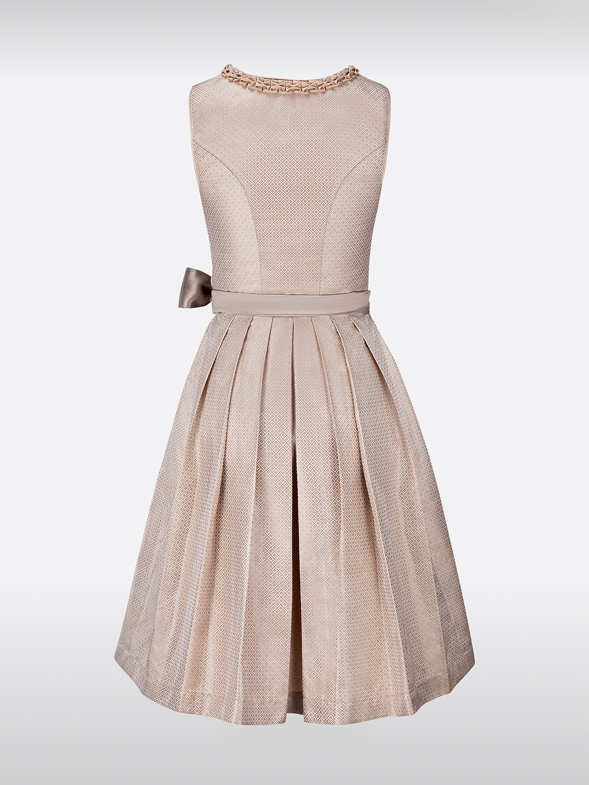 Beige Gerader Ausschnitt Herzrüschen Allover Muster Dirndl