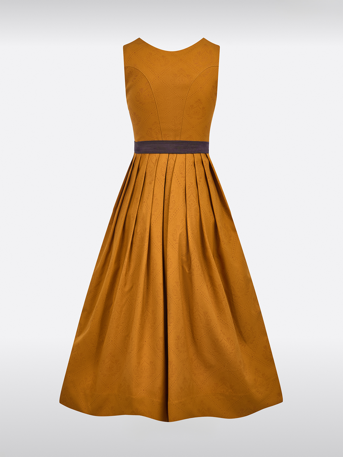 Gelb Gerader Ausschnitt Allover Muster Dirndl