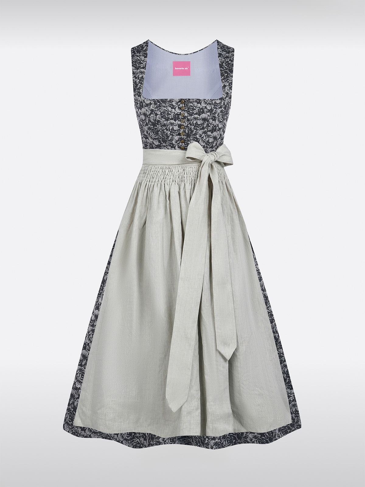 Grau Gerader Ausschnitt Floralem Muster Dirndl