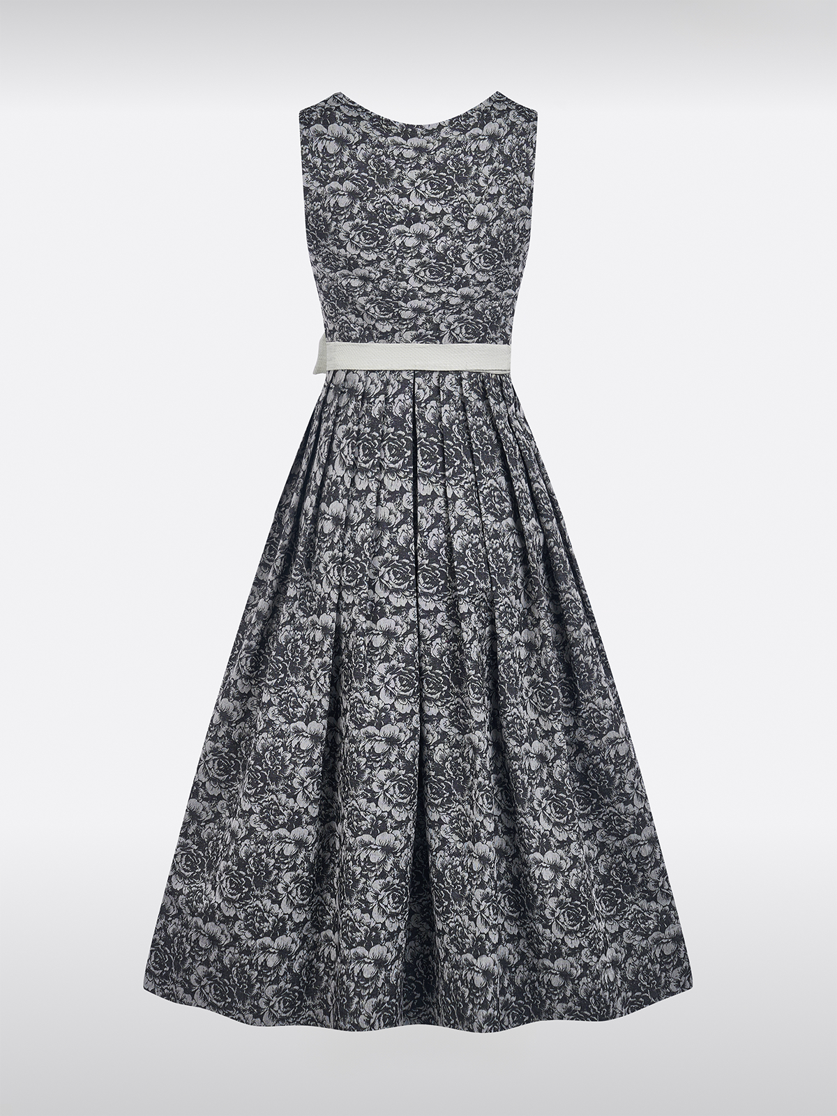 Grau Gerader Ausschnitt Floralem Muster Dirndl