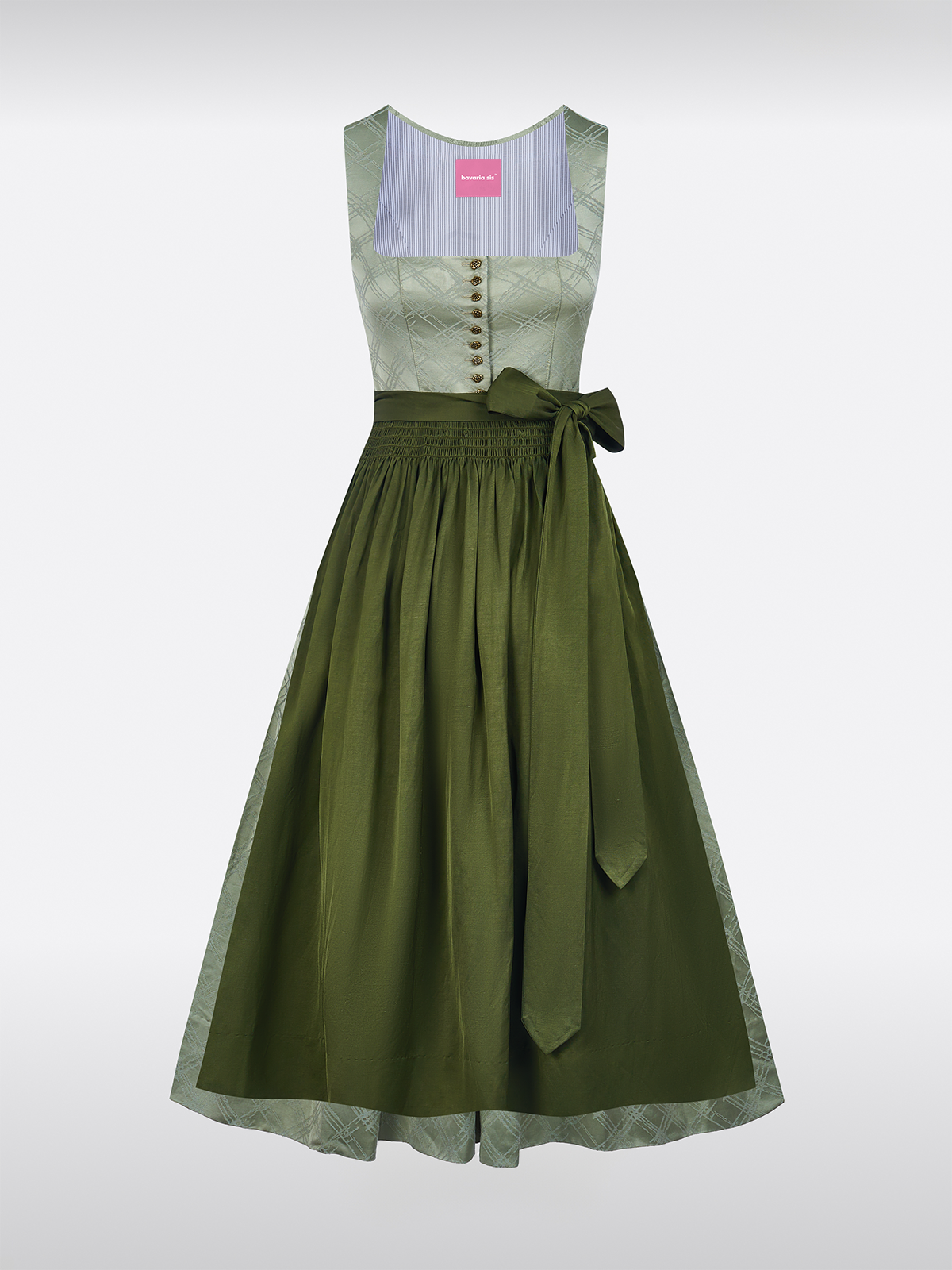 Grün Gerader Ausschnitt Strukturierter Dirndl