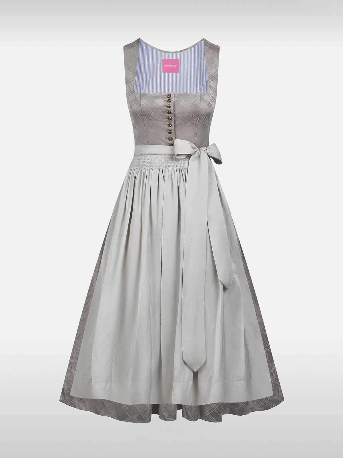 Grau Gerader Ausschnitt Strukturierter Dirndl