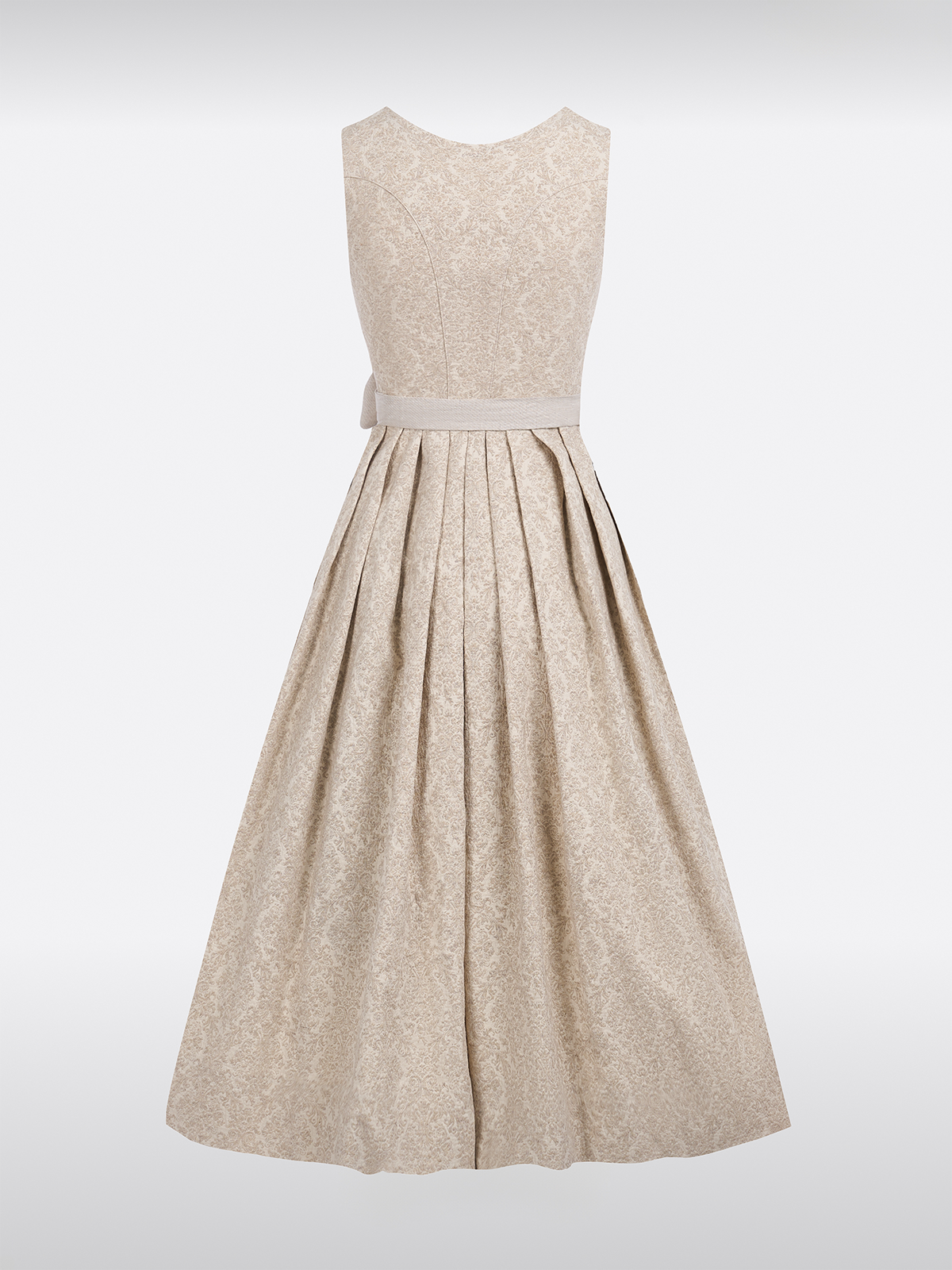 Beige Gerader Ausschnitt Allover Muster Dirndl