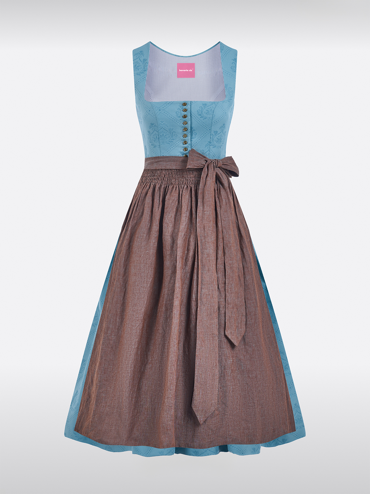 Blau Gerader Ausschnitt Allover Muster Dirndl