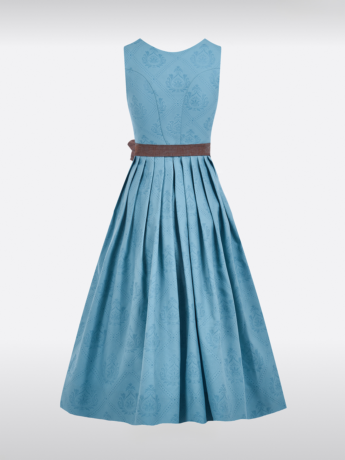 Blau Gerader Ausschnitt Allover Muster Dirndl