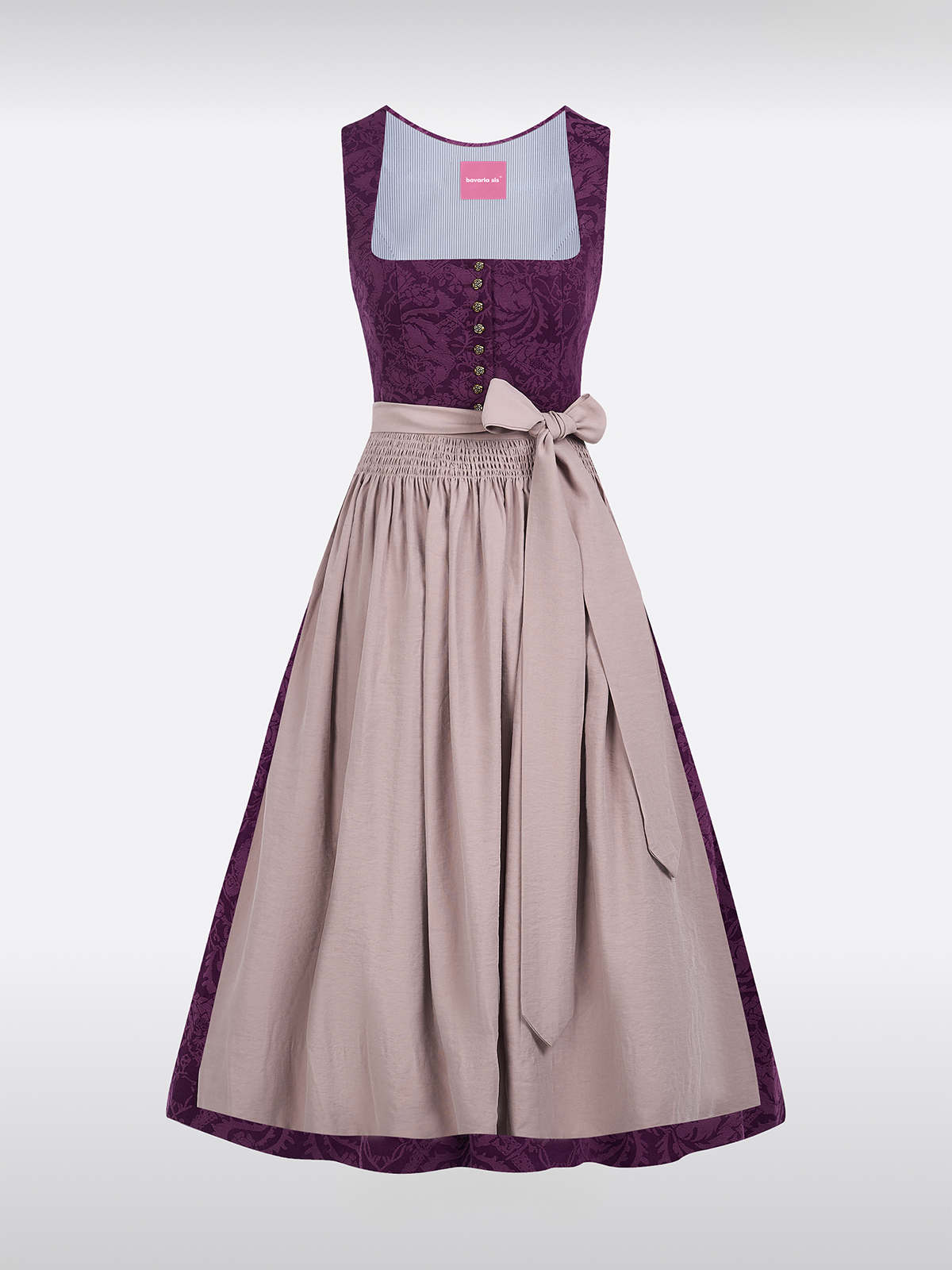 Lila Gerader Ausschnitt Floralem Muster Dirndl