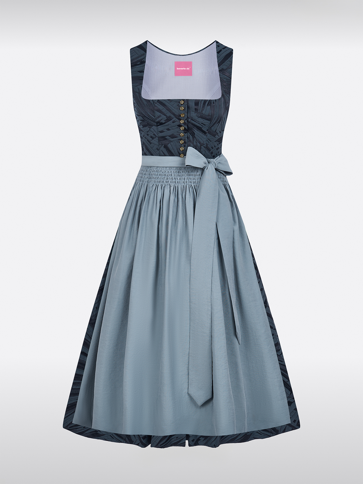 Blau Gerader Ausschnitt Gemustertes Dirndl