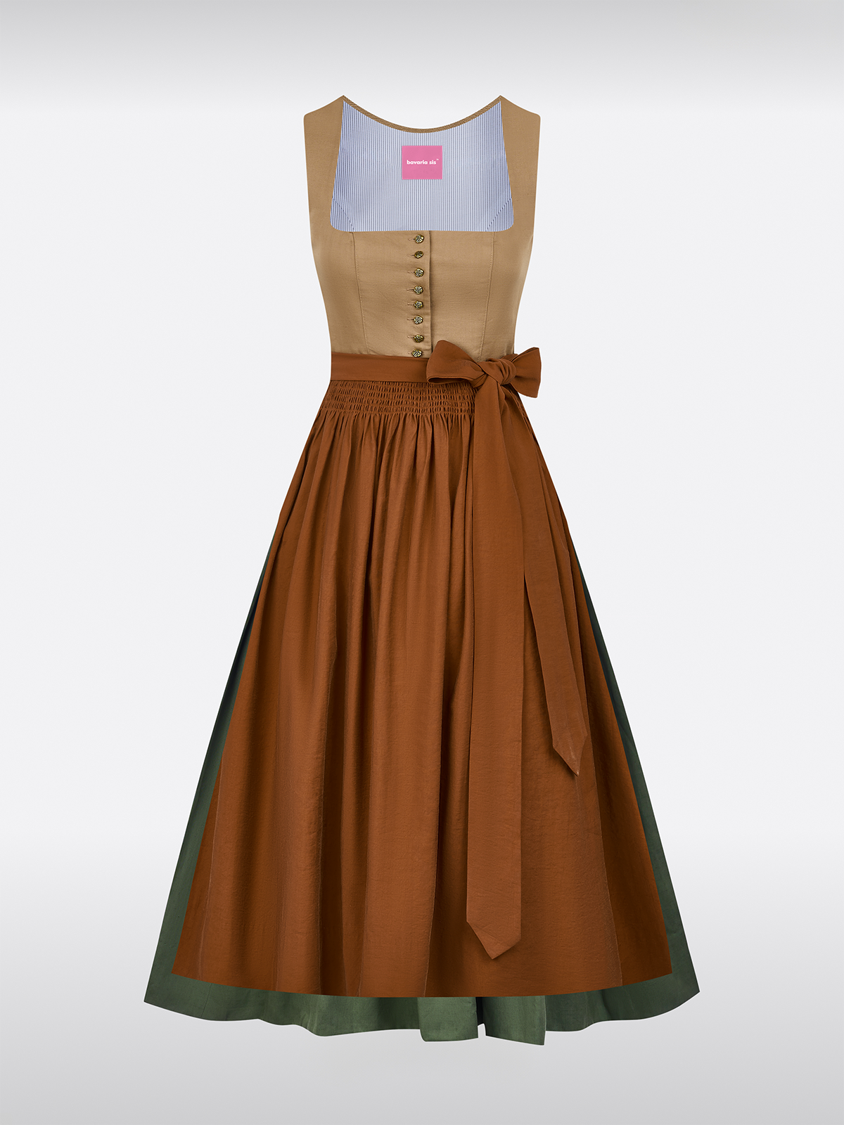 Hnědá, rovný single -color dirndl