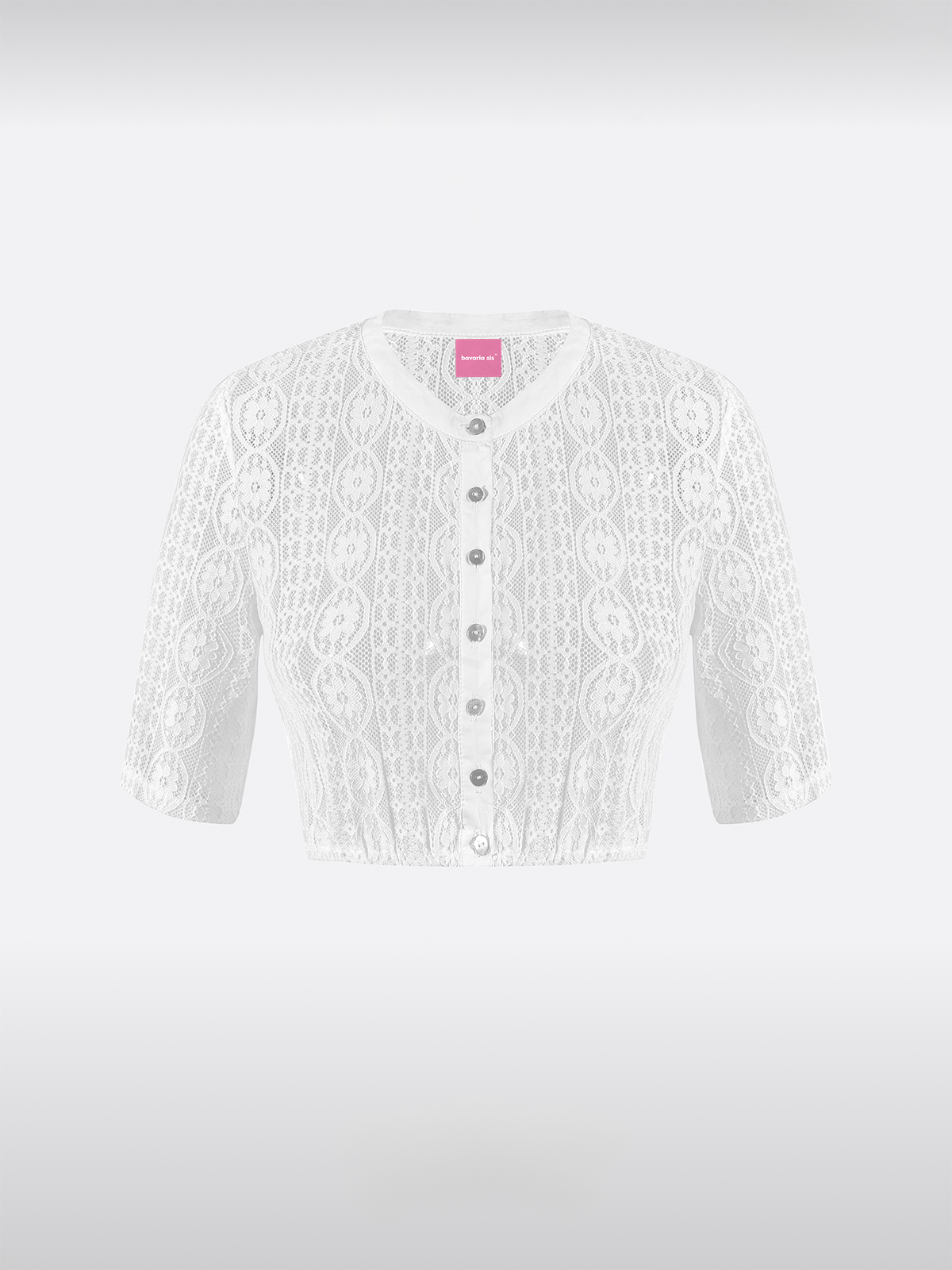 Weiß Rundhals Dirndlbluse