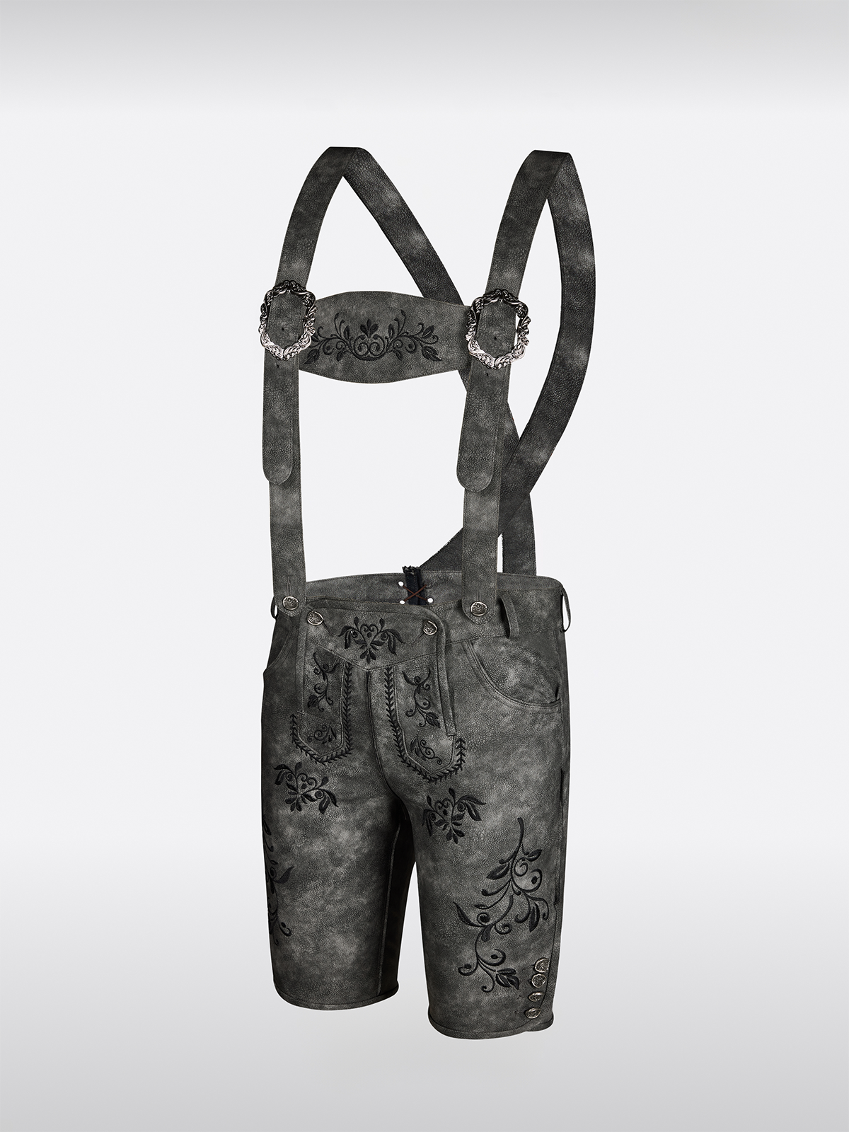 Grau Knöpfen Lederhosen