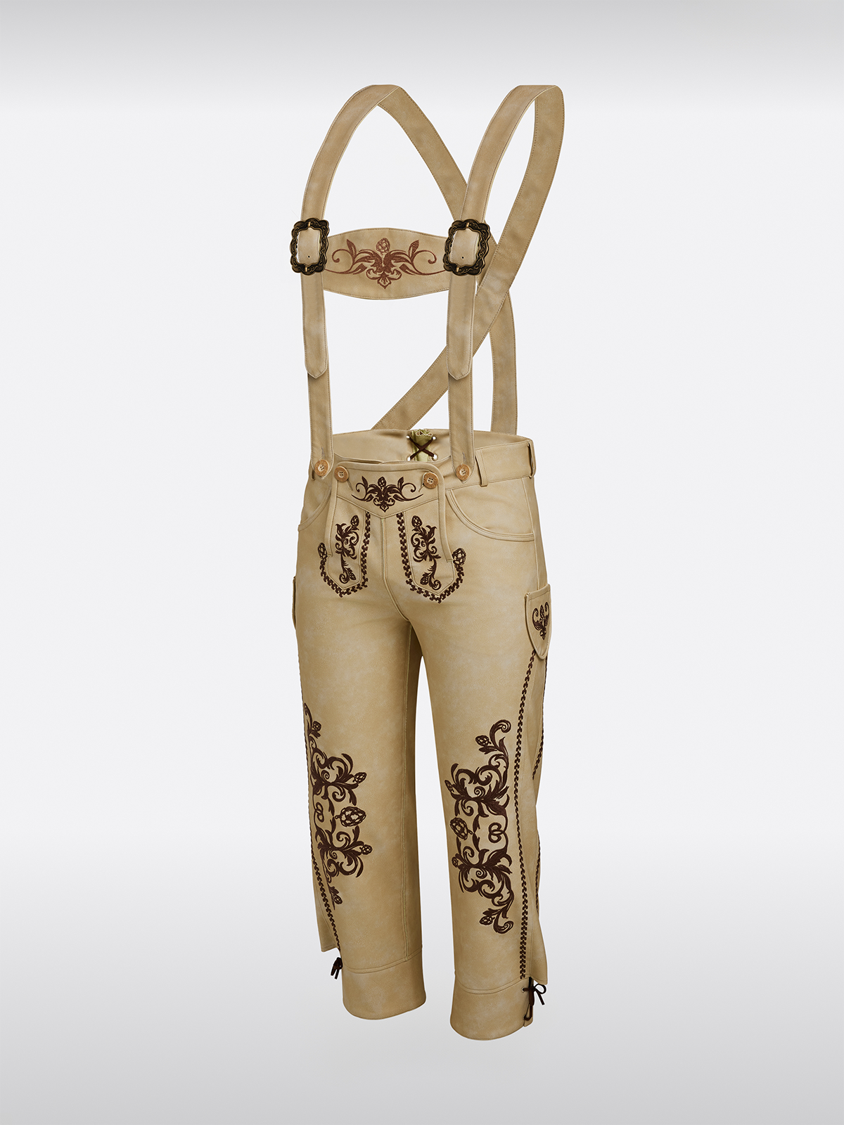 Gelb Knöpfen Lederhosen