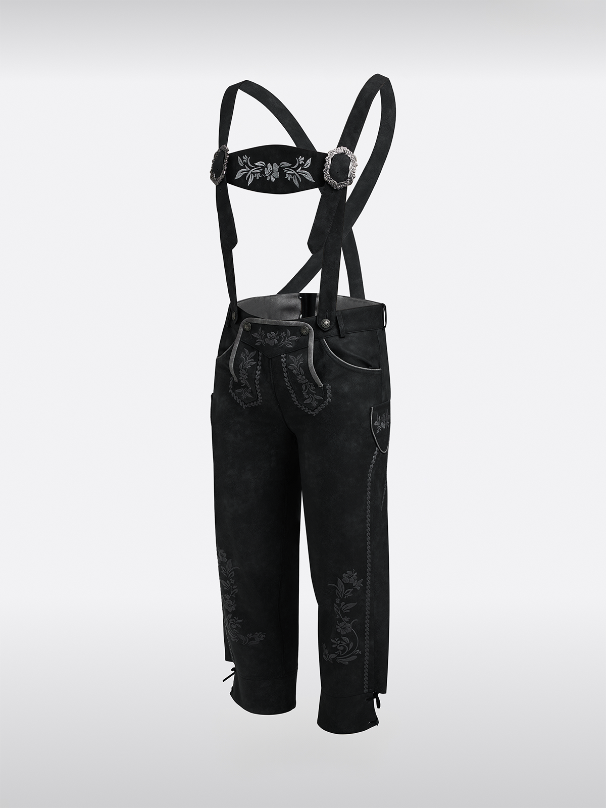 Grau Knöpfen Lederhosen