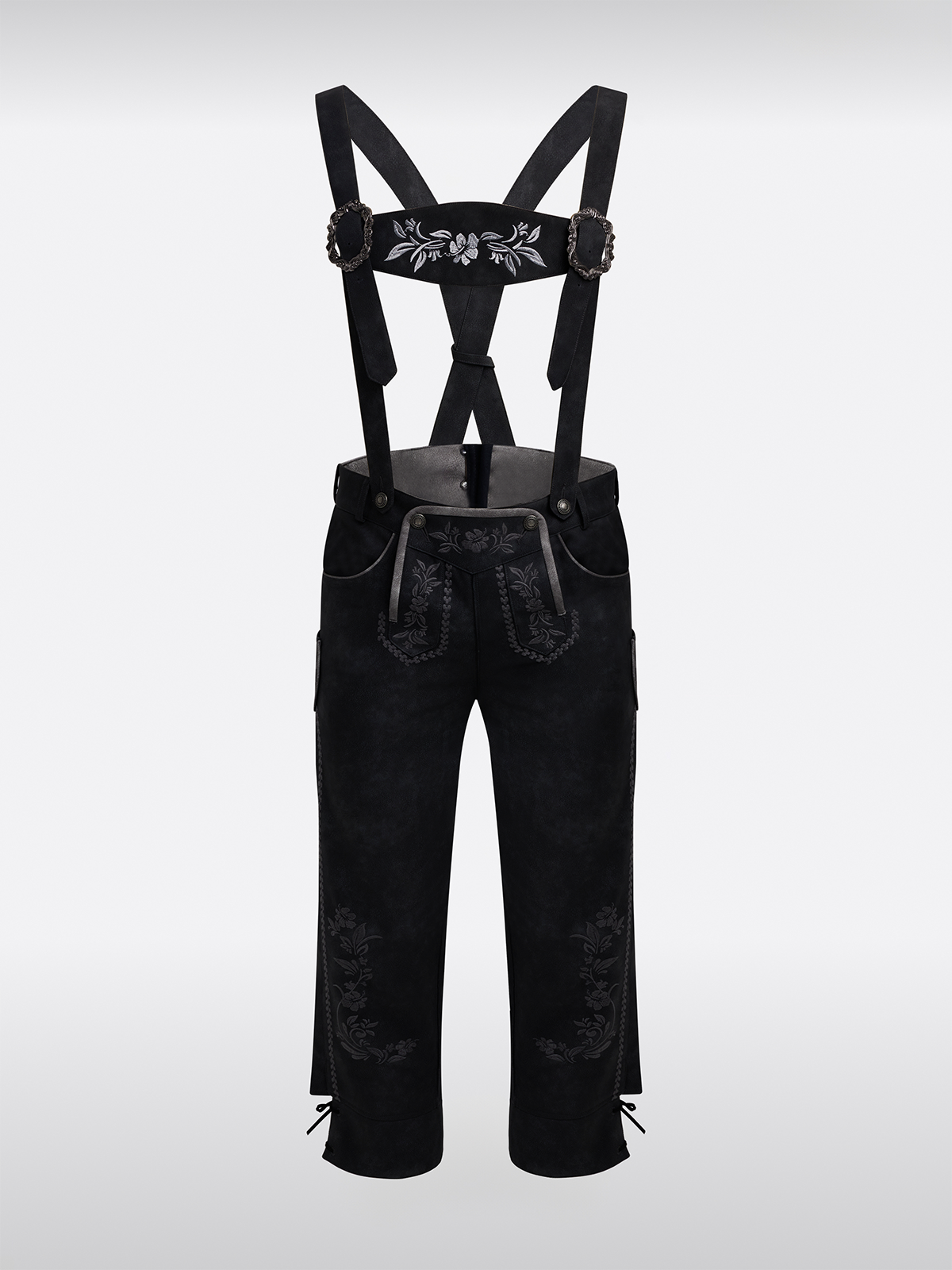 Grau Knöpfen Lederhosen