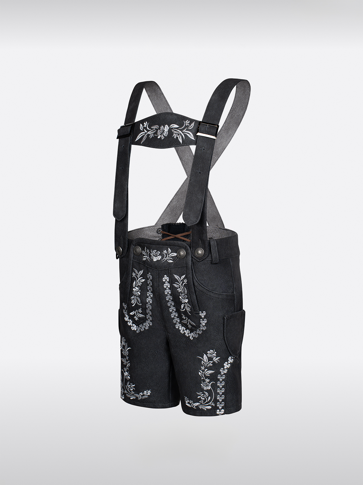 Kinder Grau KurzeHose Hosenträgern Lederhosen