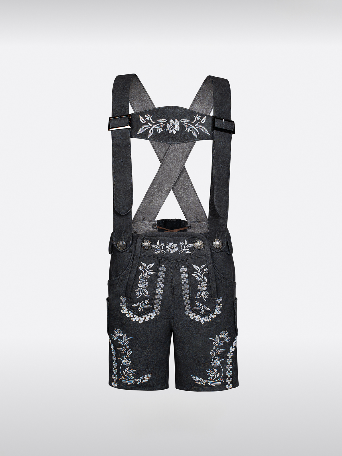 Kinder Grau KurzeHose Hosenträgern Lederhosen