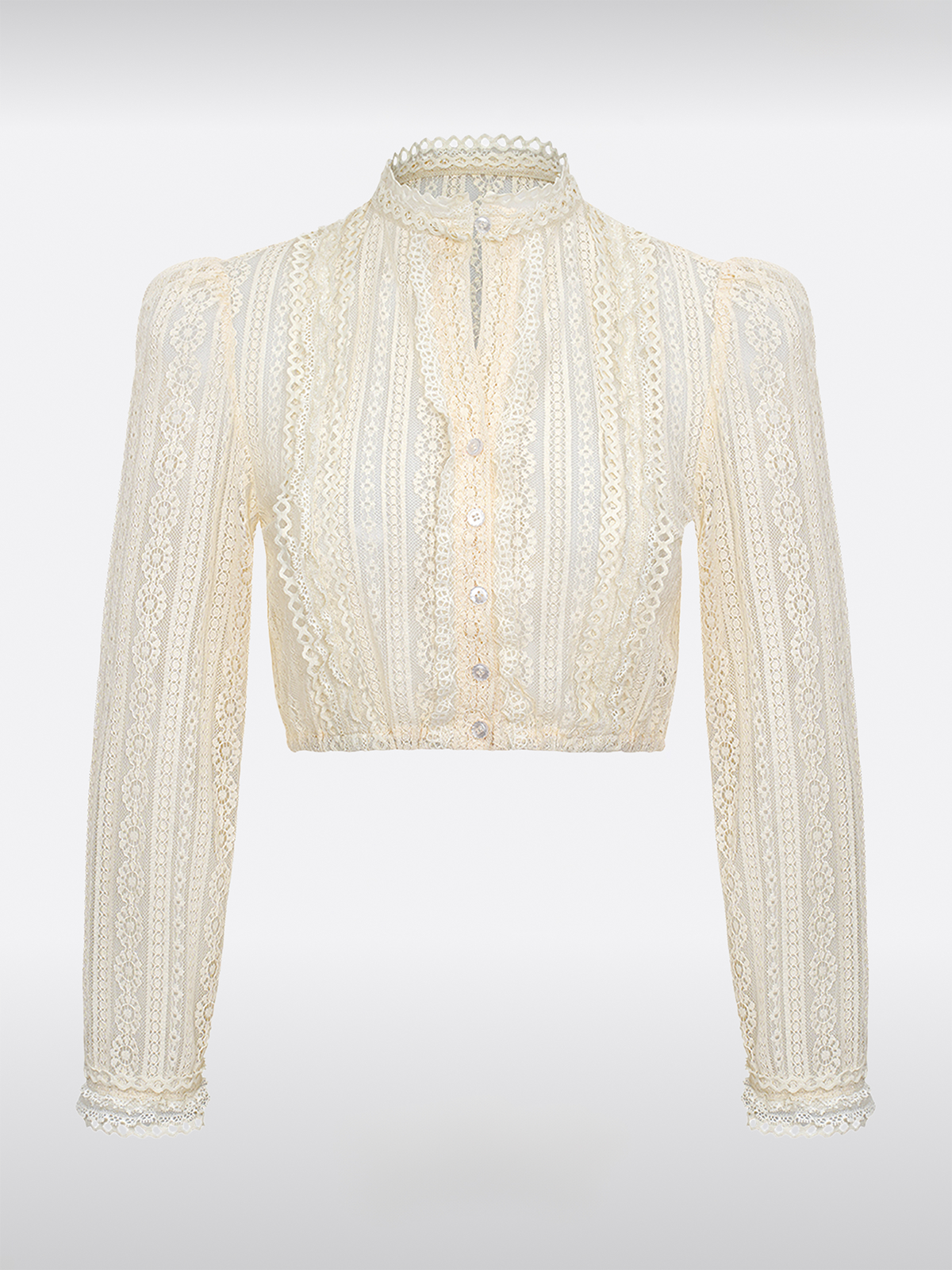 Beige Hochgeschlossen Dirndlbluse