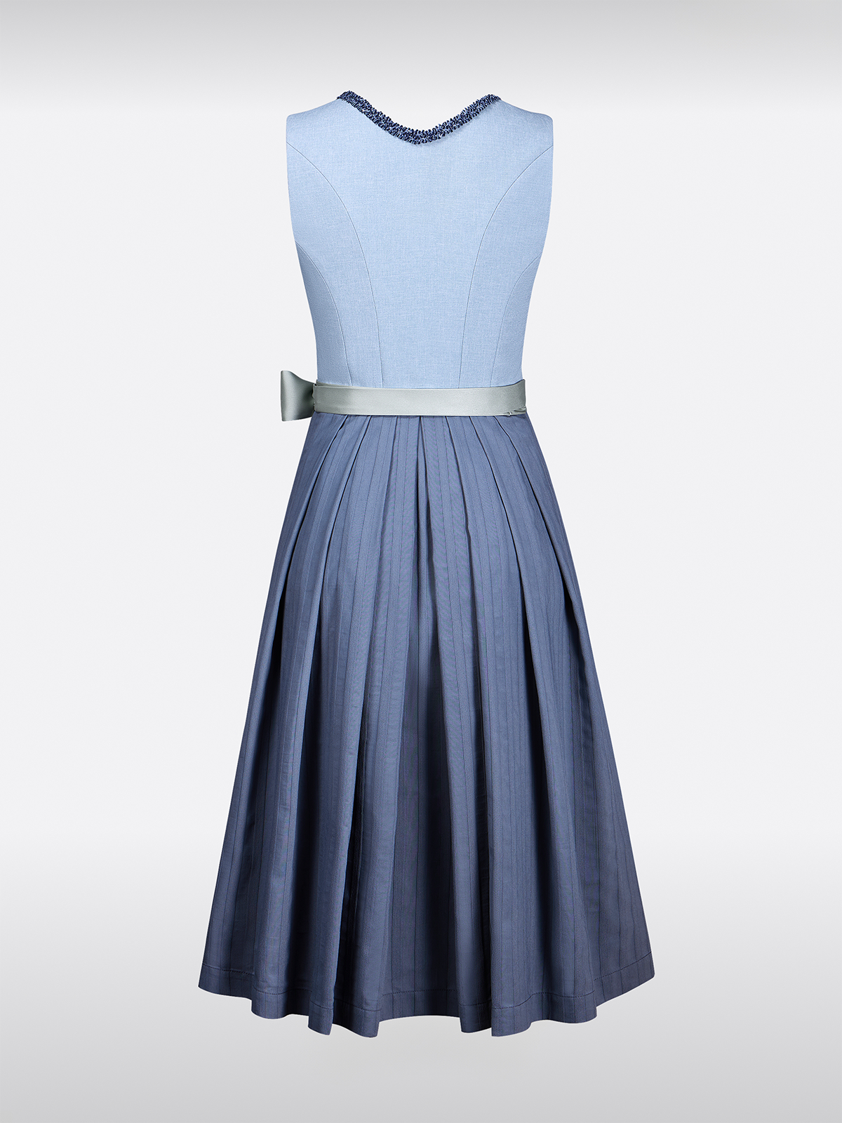 Blau Herz-Ausschnitt Strukturiertes Muster Dirndl