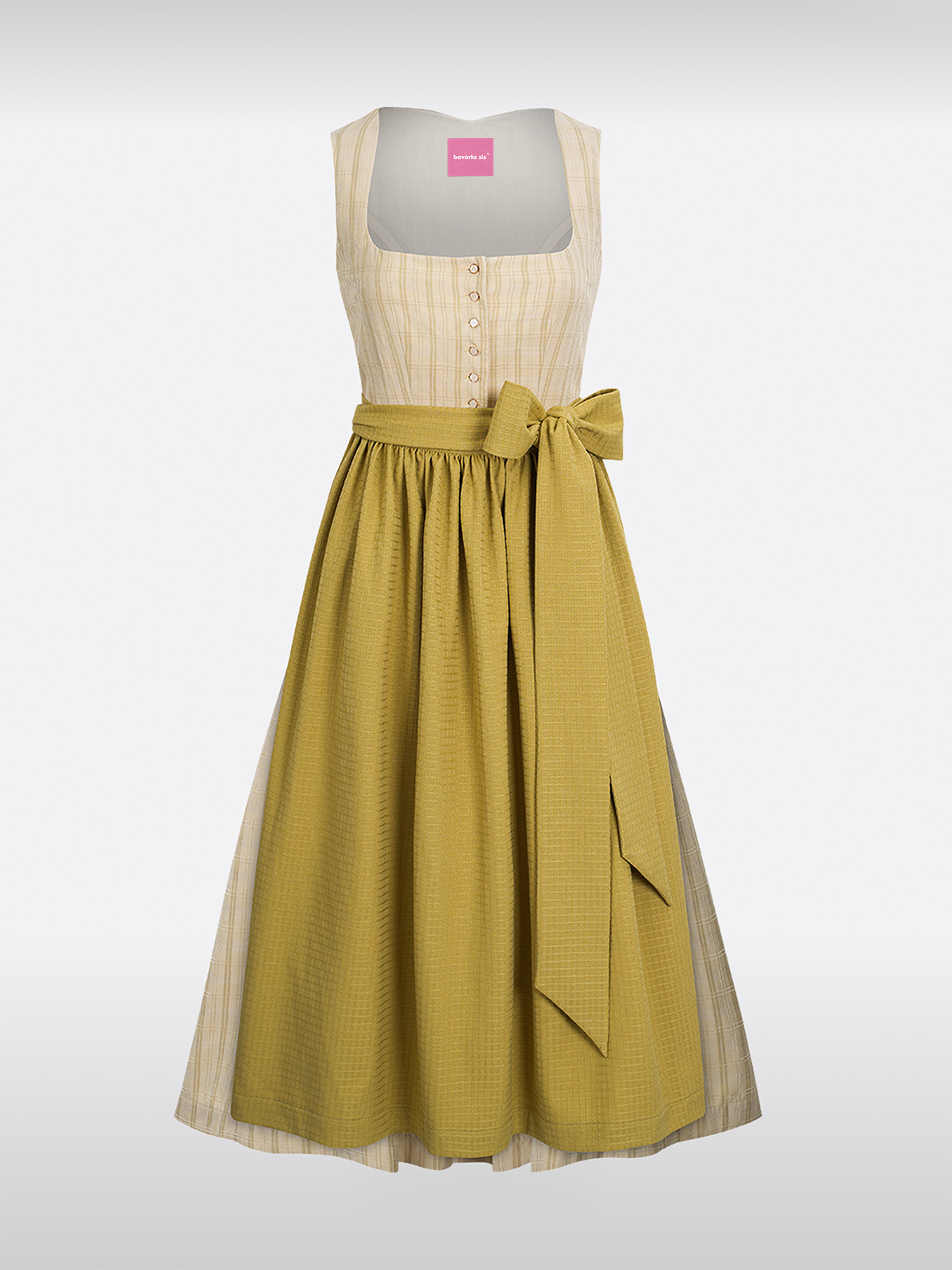 Grün Gerader Ausschnitt Knöpfen Dirndl