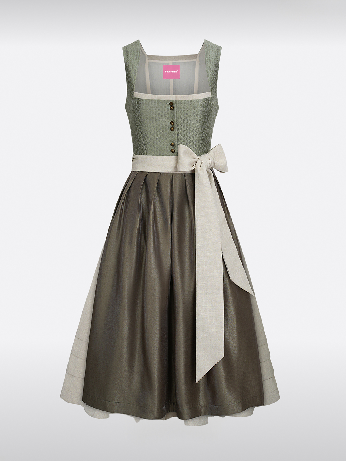 Grün Gerader Ausschnitt Knöpfen Dirndl