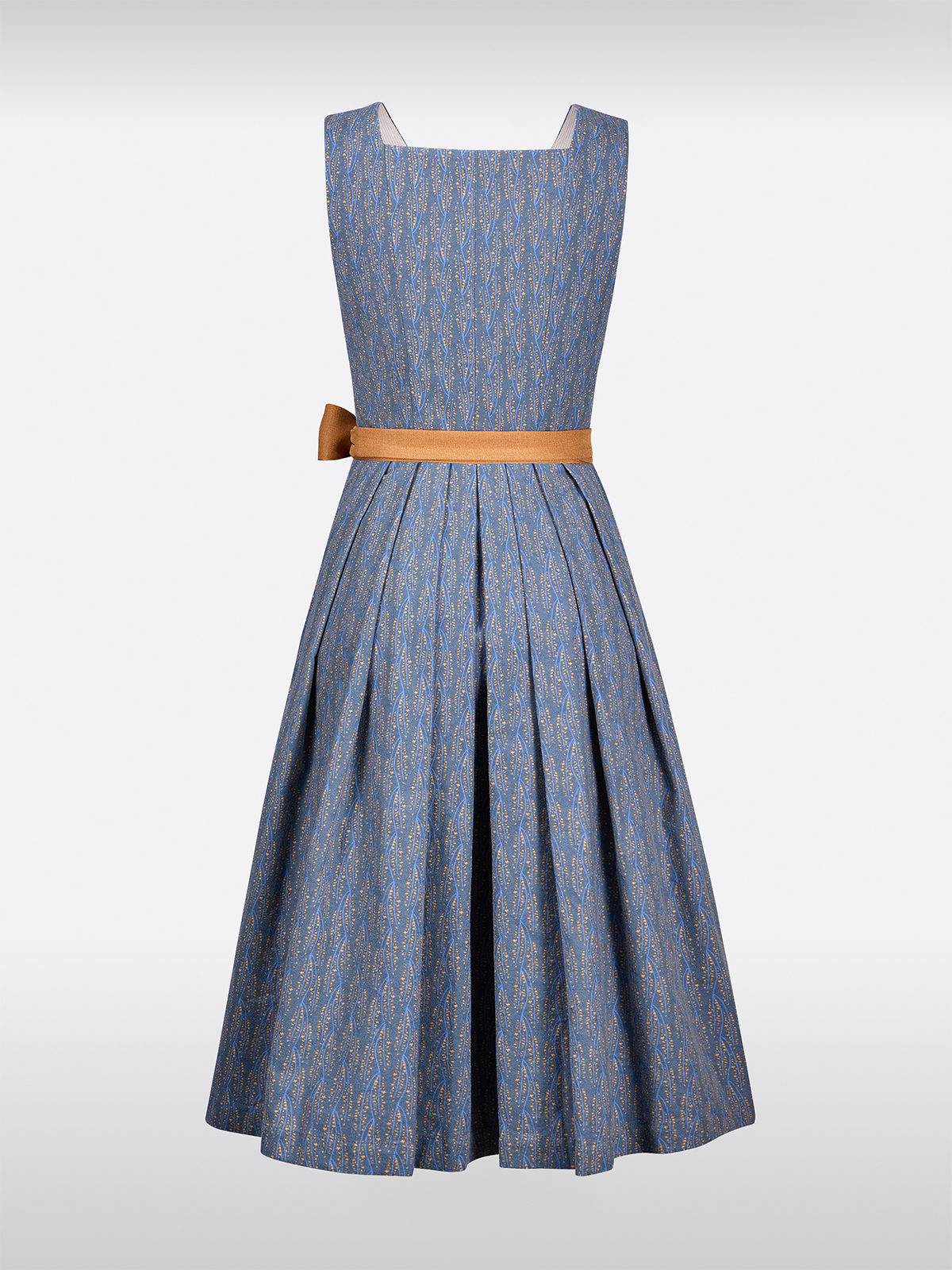 Blau Gerader Ausschnitt Knöpfen Floralem Muster Dirndl