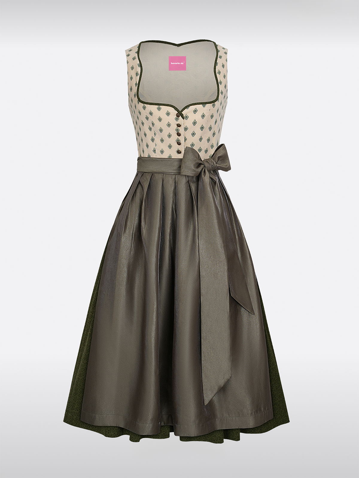 Gelb Herz-Ausschnitt Knöpfen Dirndl