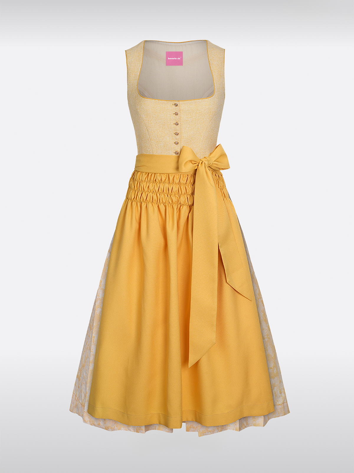 Gelb Gerader Ausschnitt Knöpfen Dirndl