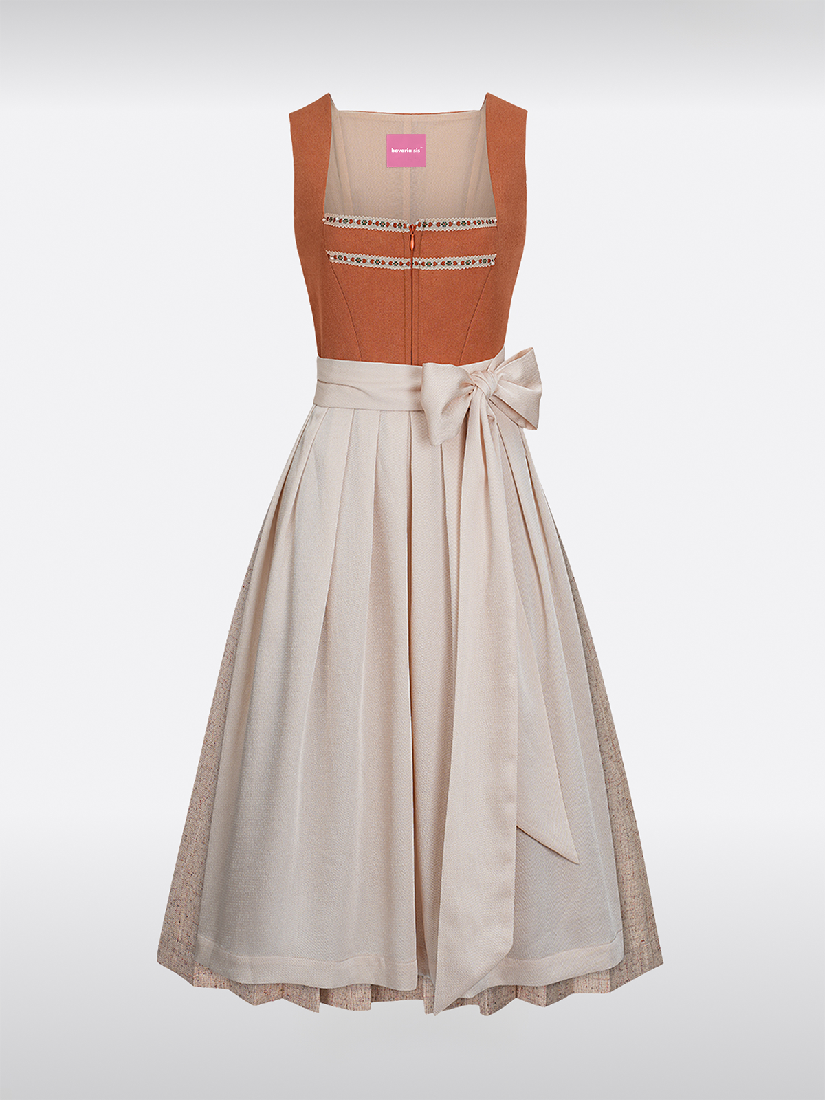 Orange Gerader Ausschnitt Knöpfen Dirndl