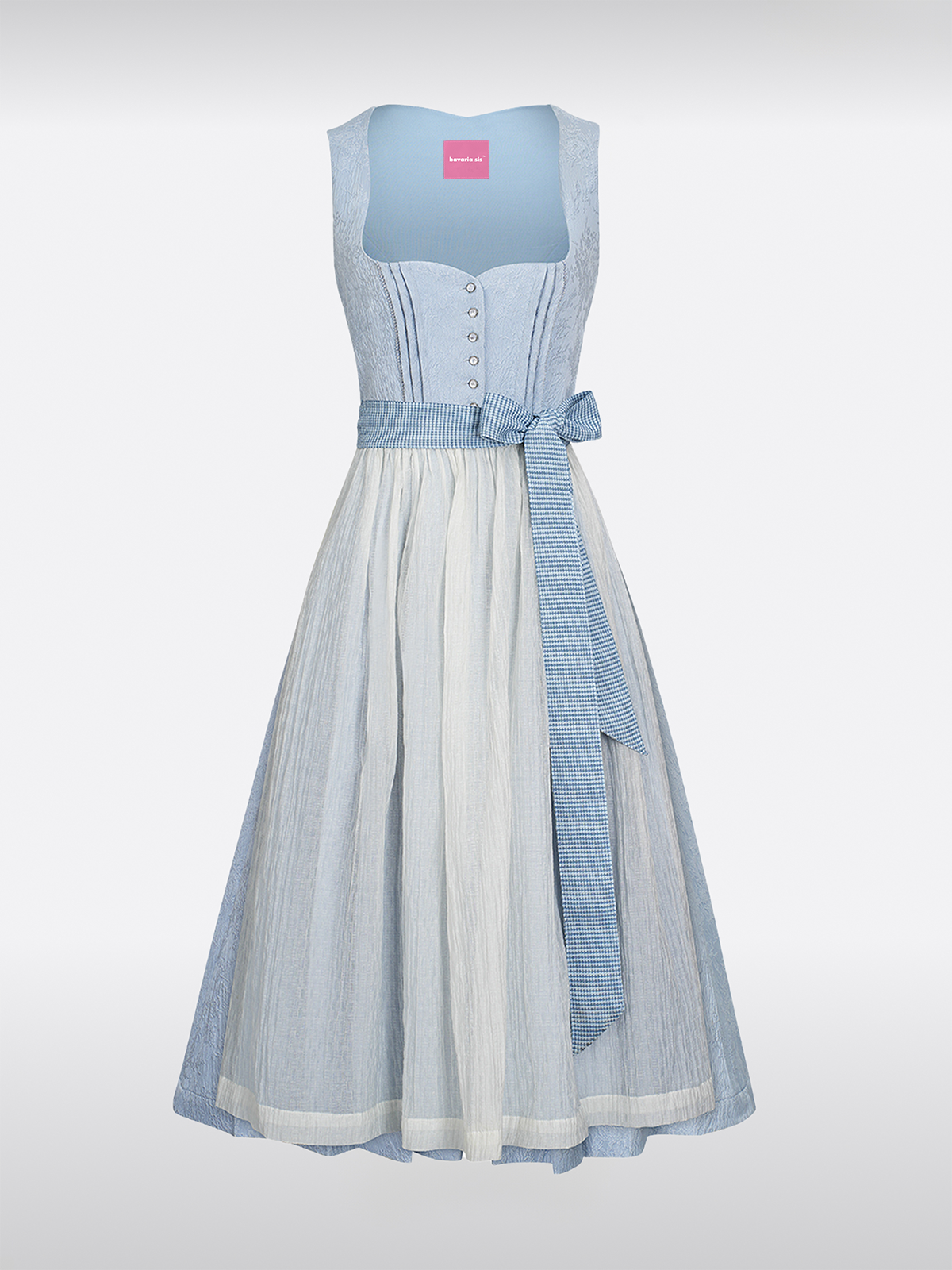 Blau Herz-Ausschnitt Knöpfen Dirndl