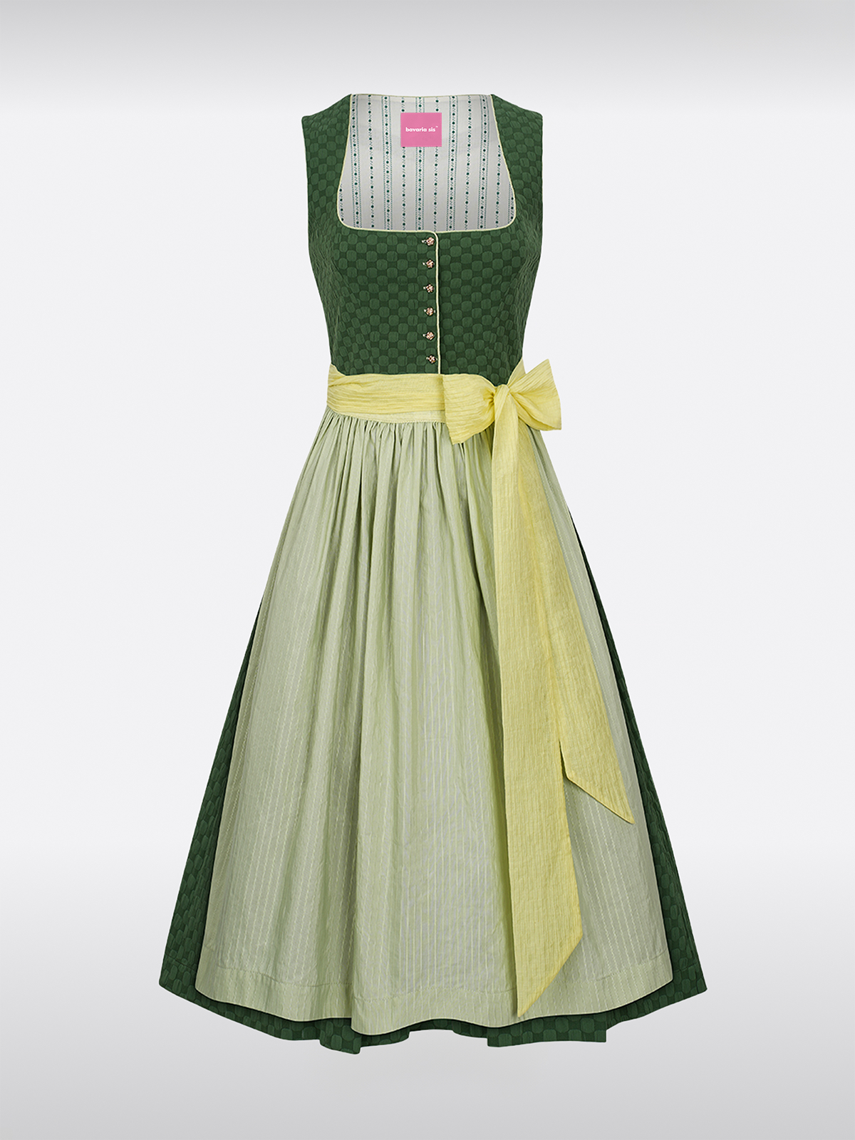 Grün Gerader Ausschnitt Knöpfen Dirndl