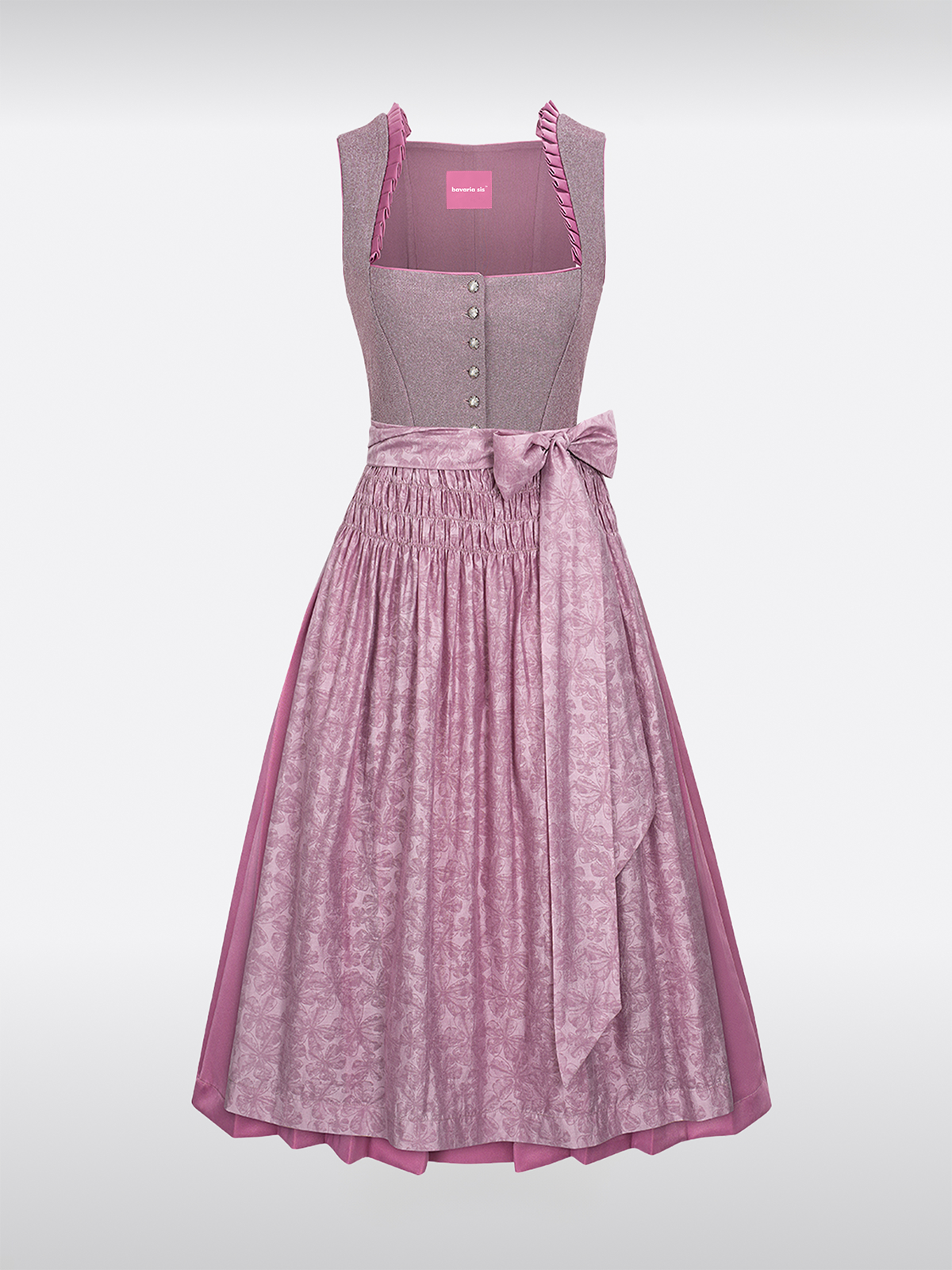 Lila Gerader Ausschnitt Knöpfen Dirndl