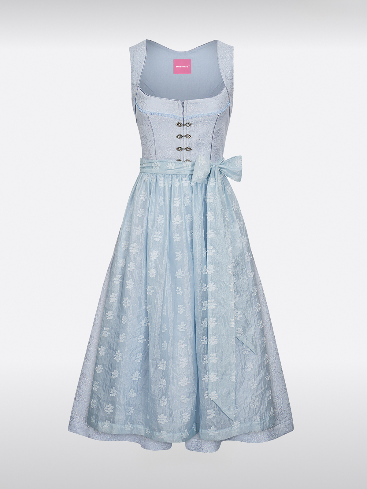 Blau Gerader Ausschnitt Hakenverschluss Dirndl