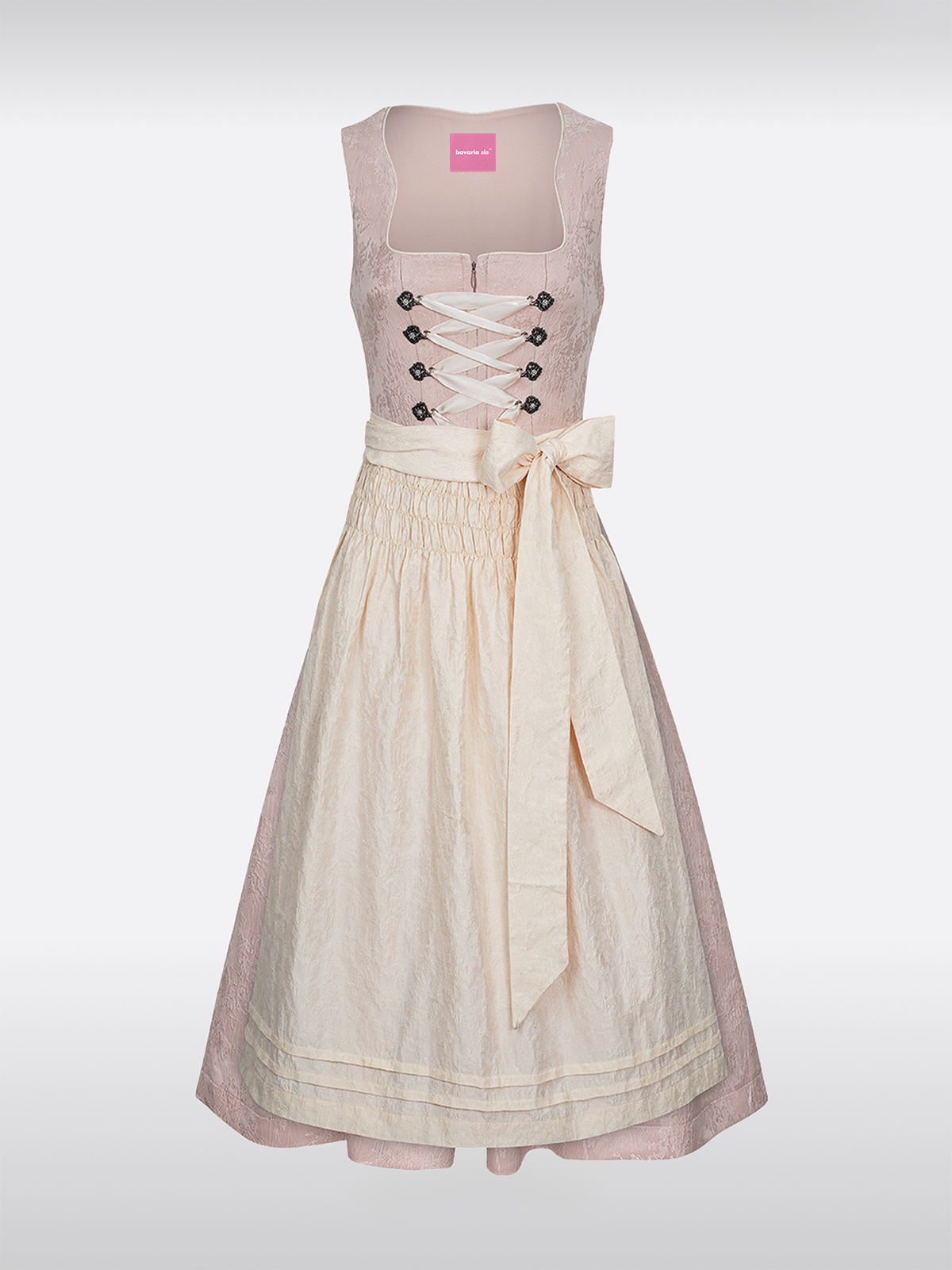 Rosa Gerader Ausschnitt Hakenverschluss Dirndl