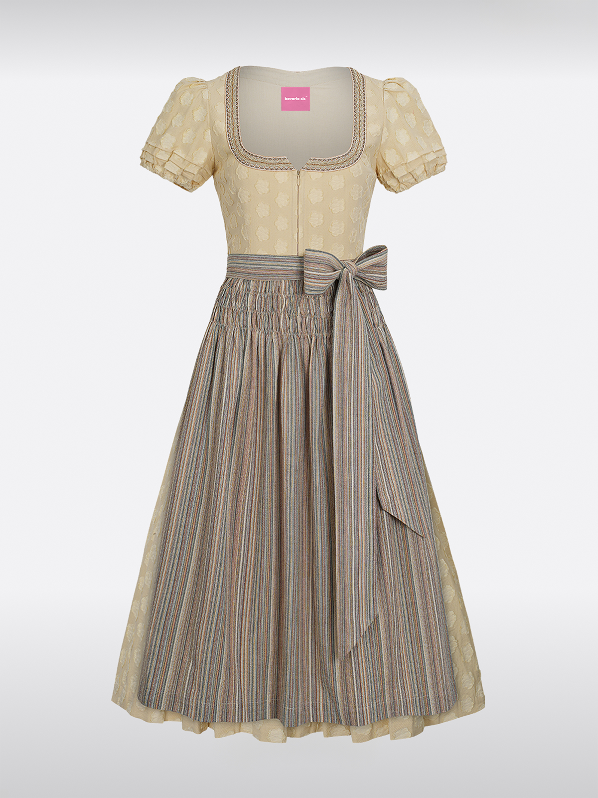 Gelb Gerader Ausschnitt Reißverschluss Vorne Dirndl