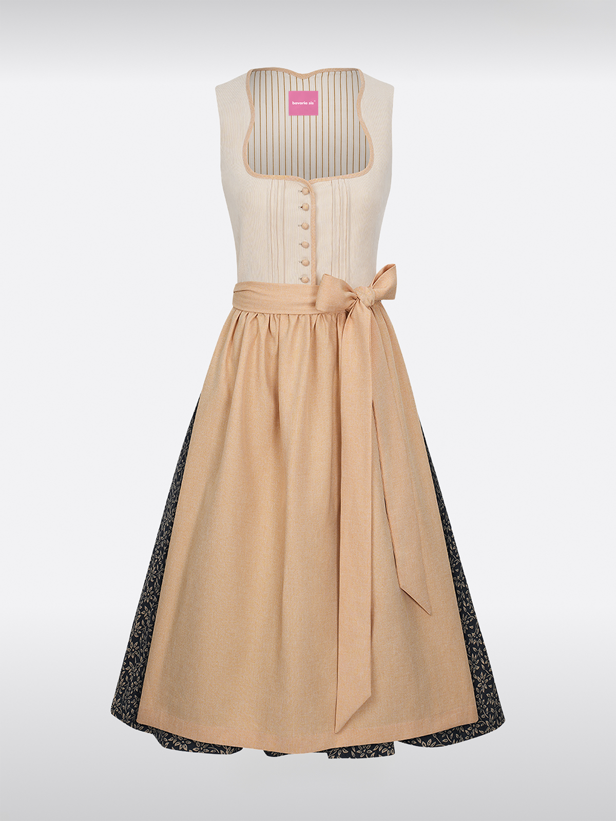 Gelb Gerader Ausschnitt Knöpfen Dirndl