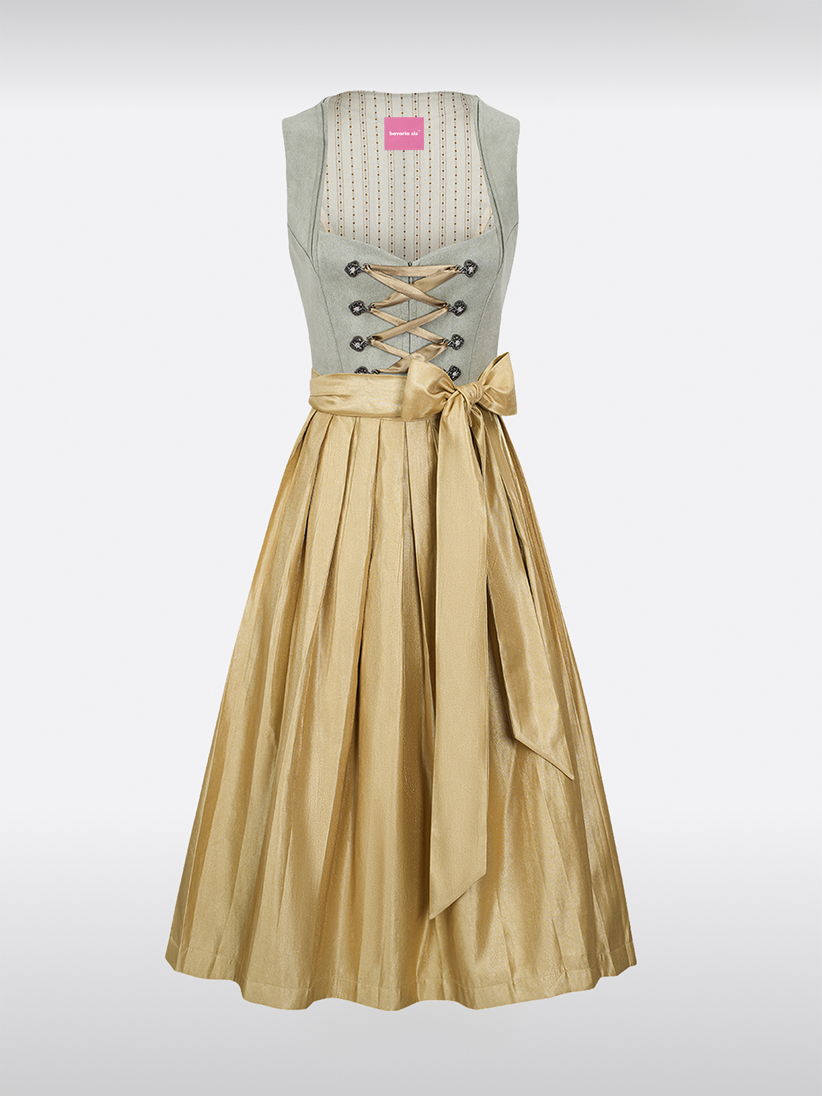 Grün Herz-Ausschnitt Reißverschluss Vorne Dirndl