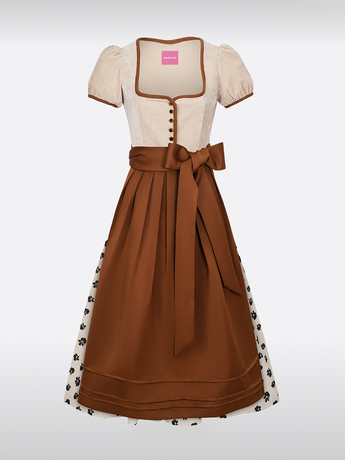 Brown, straight button button dirndl Bavariasis Brown, straight button button dirndl Bavariasis