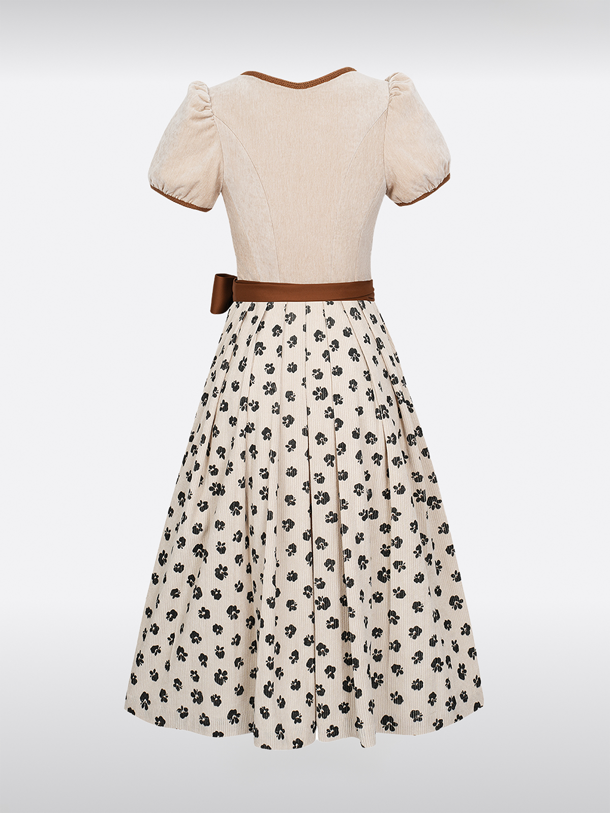 Braun Gerader Ausschnitt Knöpfen Dirndl