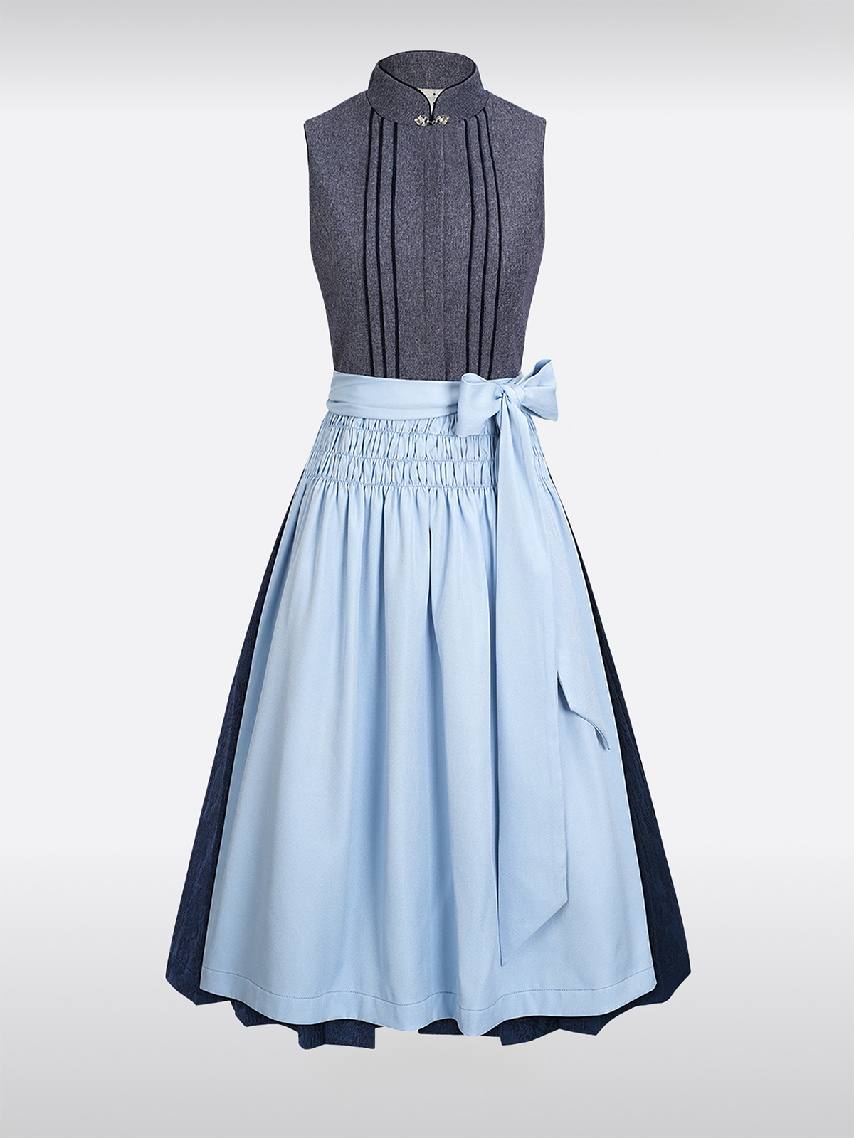 Grau Hochgeschlossen Knöpfen Dirndl