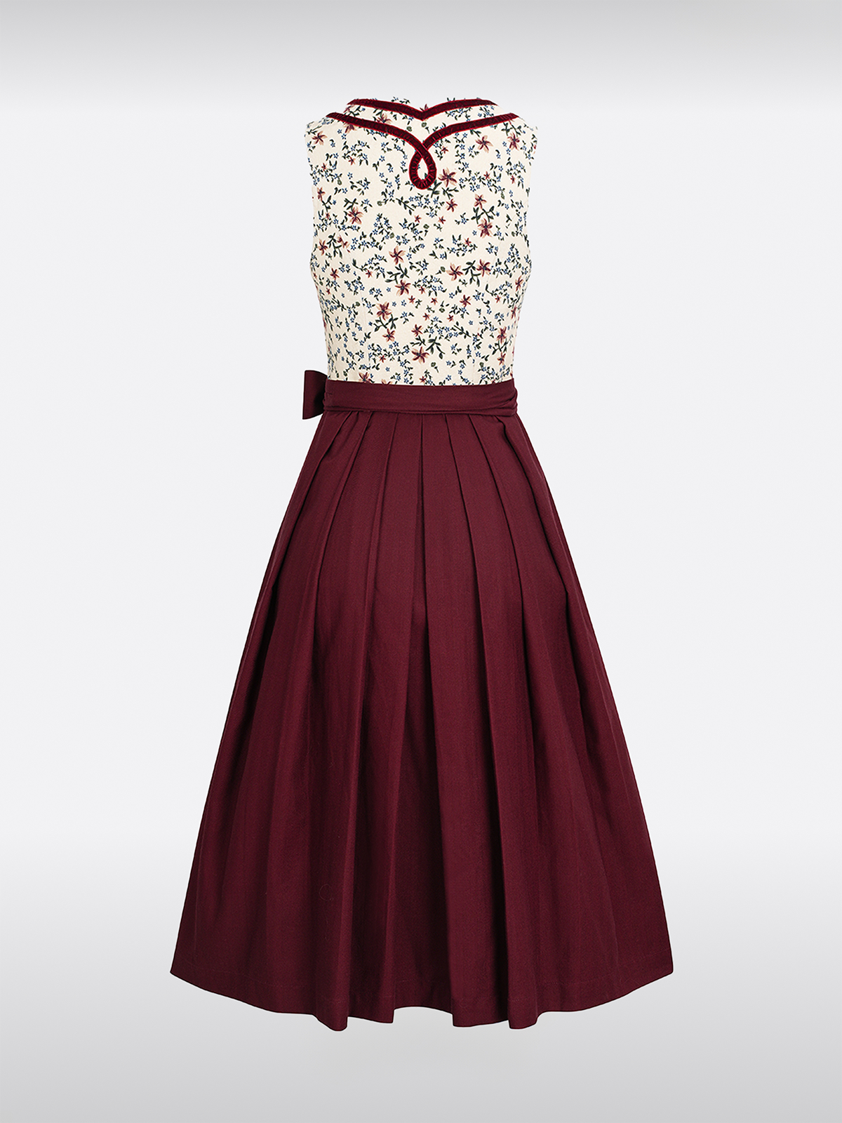 Rot Gerader Ausschnitt Reißverschluss Vorne Dirndl