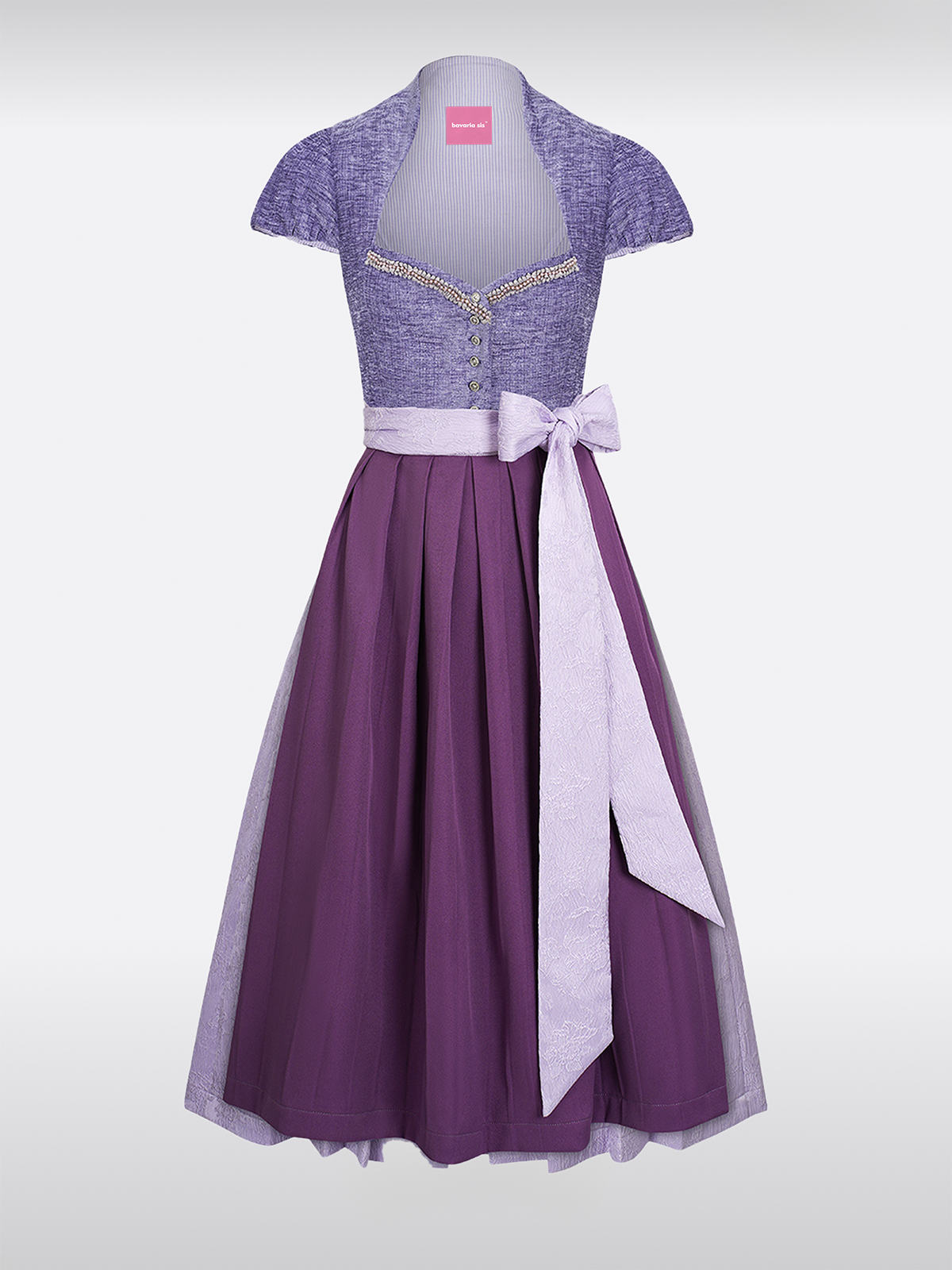 Lila Herz-Ausschnitt Knöpfen Dirndl