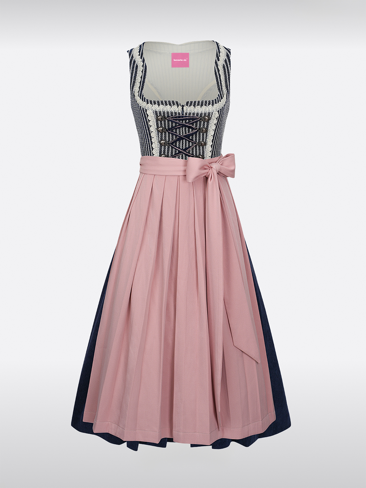 Blau Gerader Ausschnitt Hakenverschluss Dirndl