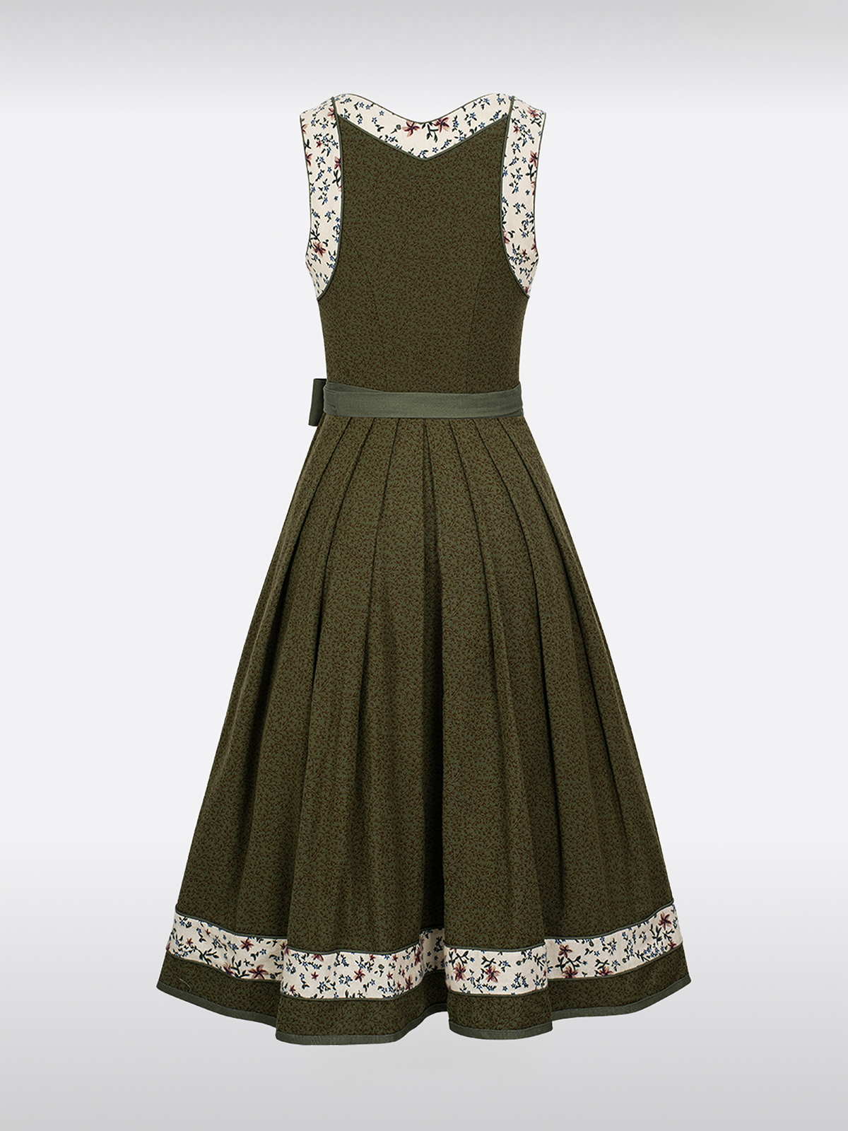 Grün Herz-Ausschnitt Reißverschluss Vorne Dirndl